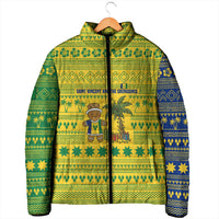 Saint Vincent and the Grenadines Christmas Padded Jacket with Gingerbread Boy Palm Tree and Traditional Pattern - Wonder Print Shop