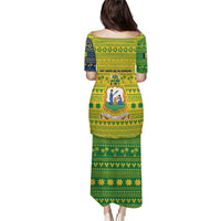 Saint Vincent and the Grenadines Christmas Puletasi with Gingerbread Boy Palm Tree and Traditional Pattern - Wonder Print Shop