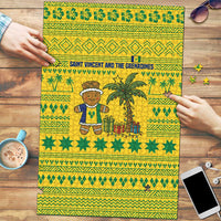 Saint Vincent and the Grenadines Christmas Puzzle with Gingerbread Boy Palm Tree and Traditional Pattern - Wonder Print Shop