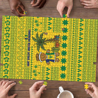 Saint Vincent and the Grenadines Christmas Puzzle with Gingerbread Boy Palm Tree and Traditional Pattern - Wonder Print Shop