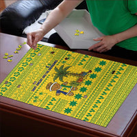 Saint Vincent and the Grenadines Christmas Puzzle with Gingerbread Boy Palm Tree and Traditional Pattern - Wonder Print Shop