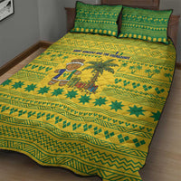 Saint Vincent and the Grenadines Christmas Quilt Bed Set with Gingerbread Boy Palm Tree and Traditional Pattern - Wonder Print Shop