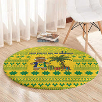 Saint Vincent and the Grenadines Christmas Round Carpet with Gingerbread Boy Palm Tree and Traditional Pattern - Wonder Print Shop