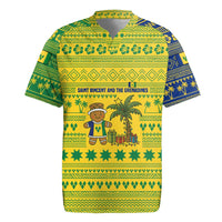 Saint Vincent and the Grenadines Christmas Rugby Jersey with Gingerbread Boy Palm Tree and Traditional Pattern - Wonder Print Shop