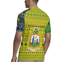 Saint Vincent and the Grenadines Christmas Rugby Jersey with Gingerbread Boy Palm Tree and Traditional Pattern - Wonder Print Shop