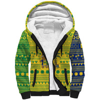Saint Vincent and the Grenadines Christmas Sherpa Hoodie with Gingerbread Boy Palm Tree and Traditional Pattern - Wonder Print Shop