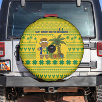 Saint Vincent and the Grenadines Christmas Spare Tire Cover with Gingerbread Boy Palm Tree and Traditional Pattern - Wonder Print Shop