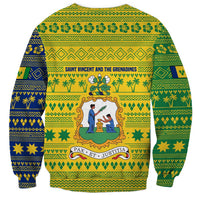 Saint Vincent and the Grenadines Christmas Sweatshirt with Gingerbread Boy Palm Tree and Traditional Pattern - Wonder Print Shop
