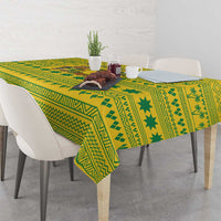 Saint Vincent and the Grenadines Christmas Tablecloth with Gingerbread Boy Palm Tree and Traditional Pattern - Wonder Print Shop