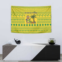 Saint Vincent and the Grenadines Christmas Tapestry with Gingerbread Boy Palm Tree and Traditional Pattern - Wonder Print Shop