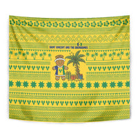 Saint Vincent and the Grenadines Christmas Tapestry with Gingerbread Boy Palm Tree and Traditional Pattern - Wonder Print Shop