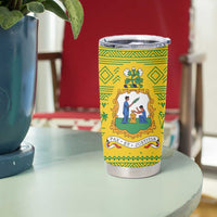 Saint Vincent and the Grenadines Christmas Tumbler Cup with Gingerbread Boy Palm Tree and Traditional Pattern - Wonder Print Shop