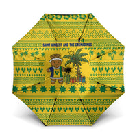 Saint Vincent and the Grenadines Christmas Umbrella with Gingerbread Boy Palm Tree and Traditional Pattern - Wonder Print Shop