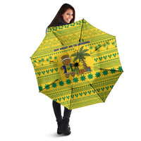 Saint Vincent and the Grenadines Christmas Umbrella with Gingerbread Boy Palm Tree and Traditional Pattern - Wonder Print Shop