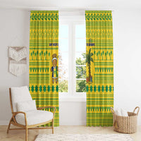 Saint Vincent and the Grenadines Christmas Window Curtain with Gingerbread Boy Palm Tree and Traditional Pattern - Wonder Print Shop