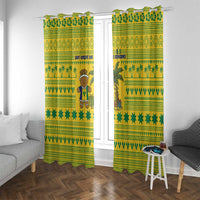 Saint Vincent and the Grenadines Christmas Window Curtain with Gingerbread Boy Palm Tree and Traditional Pattern - Wonder Print Shop