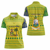 Saint Vincent and the Grenadines Christmas Women Polo Shirt with Gingerbread Boy Palm Tree and Traditional Pattern - Wonder Print Shop