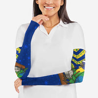 Saint Vincent and the Grenadines Christmas Arm Sleeves with Parrot Playing Steelpan and Tropical Pattern Design - Wonder Print Shop