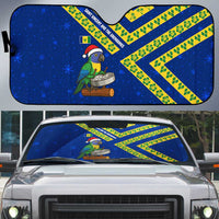 Saint Vincent and the Grenadines Christmas Auto Sun Shade with Parrot Playing Steelpan and Tropical Pattern Design - Wonder Print Shop