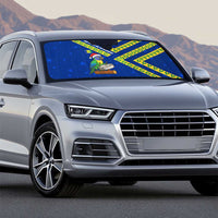 Saint Vincent and the Grenadines Christmas Auto Sun Shade with Parrot Playing Steelpan and Tropical Pattern Design - Wonder Print Shop