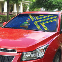 Saint Vincent and the Grenadines Christmas Auto Sun Shade with Parrot Playing Steelpan and Tropical Pattern Design - Wonder Print Shop