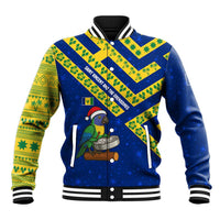 Saint Vincent and the Grenadines Christmas Baseball Jacket with Parrot Playing Steelpan and Tropical Pattern Design - Wonder Print Shop