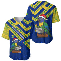 Saint Vincent and the Grenadines Christmas Baseball Jersey with Parrot Playing Steelpan and Tropical Pattern Design - Wonder Print Shop