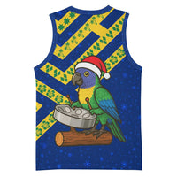 Saint Vincent and the Grenadines Christmas Basketball Jersey with Parrot Playing Steelpan and Tropical Pattern Design - Wonder Print Shop