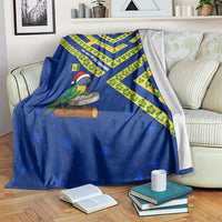 Saint Vincent and the Grenadines Christmas Blanket with Parrot Playing Steelpan and Tropical Pattern Design - Wonder Print Shop