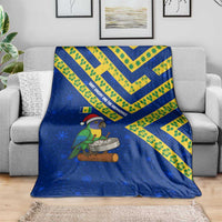 Saint Vincent and the Grenadines Christmas Blanket with Parrot Playing Steelpan and Tropical Pattern Design - Wonder Print Shop