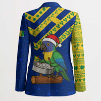 Saint Vincent and the Grenadines Christmas Blazer with Parrot Playing Steelpan and Tropical Pattern Design - Wonder Print Shop