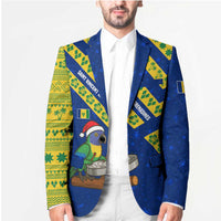 Saint Vincent and the Grenadines Christmas Blazer with Parrot Playing Steelpan and Tropical Pattern Design - Wonder Print Shop