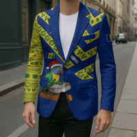 Saint Vincent and the Grenadines Christmas Blazer with Parrot Playing Steelpan and Tropical Pattern Design - Wonder Print Shop