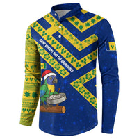 Saint Vincent and the Grenadines Christmas Button Sweatshirt with Parrot Playing Steelpan and Tropical Pattern Design - Wonder Print Shop