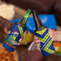 Saint Vincent and the Grenadines Christmas 4 in 1 Can Cooler Tumbler with Parrot Playing Steelpan and Tropical Pattern Design - Wonder Print Shop