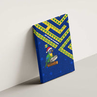 Saint Vincent and the Grenadines Christmas Canvas Wall Art with Parrot Playing Steelpan and Tropical Pattern Design - Wonder Print Shop