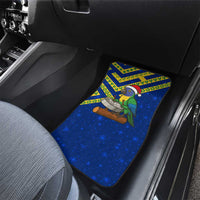 Saint Vincent and the Grenadines Christmas Car Mats with Parrot Playing Steelpan and Tropical Pattern Design - Wonder Print Shop