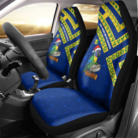 Saint Vincent and the Grenadines Christmas Car Seat Cover with Parrot Playing Steelpan and Tropical Pattern Design - Wonder Print Shop