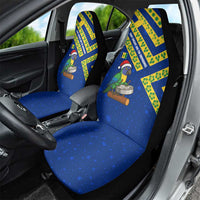Saint Vincent and the Grenadines Christmas Car Seat Cover with Parrot Playing Steelpan and Tropical Pattern Design - Wonder Print Shop