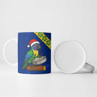 Saint Vincent and the Grenadines Christmas Ceramic Mug with Parrot Playing Steelpan and Tropical Pattern Design - Wonder Print Shop