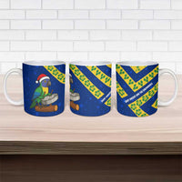 Saint Vincent and the Grenadines Christmas Ceramic Mug with Parrot Playing Steelpan and Tropical Pattern Design - Wonder Print Shop