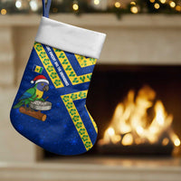 Saint Vincent and the Grenadines Christmas Stocking with Parrot Playing Steelpan and Tropical Pattern Design - Wonder Print Shop