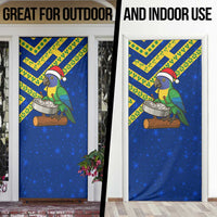 Saint Vincent and the Grenadines Christmas Door Cover with Parrot Playing Steelpan and Tropical Pattern Design - Wonder Print Shop