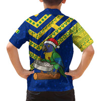 Saint Vincent and the Grenadines Christmas Family Matching Off Shoulder Maxi Dress and Hawaiian Shirt with Parrot Playing Steelpan and Tropical Pattern Design - Wonder Print Shop