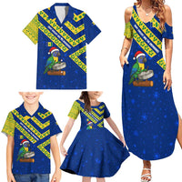 Saint Vincent and the Grenadines Christmas Family Matching Summer Maxi Dress and Hawaiian Shirt with Parrot Playing Steelpan and Tropical Pattern Design - Wonder Print Shop