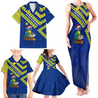 Saint Vincent and the Grenadines Christmas Family Matching Tank Maxi Dress and Hawaiian Shirt with Parrot Playing Steelpan and Tropical Pattern Design - Wonder Print Shop
