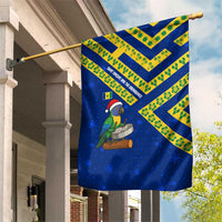 Saint Vincent and the Grenadines Christmas Garden Flag with Parrot Playing Steelpan and Tropical Pattern Design - Wonder Print Shop