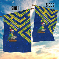 Saint Vincent and the Grenadines Christmas Garden Flag with Parrot Playing Steelpan and Tropical Pattern Design - Wonder Print Shop