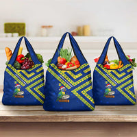 Saint Vincent and the Grenadines Christmas Grocery Bag with Parrot Playing Steelpan and Tropical Pattern Design - Wonder Print Shop