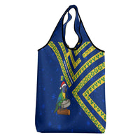 Saint Vincent and the Grenadines Christmas Grocery Bag with Parrot Playing Steelpan and Tropical Pattern Design - Wonder Print Shop